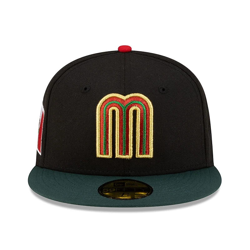 Mexico Black and Dark Green 2Tone Flag Side Patch Batterman Gray UV New Era 59FIFTY Fitted Hat