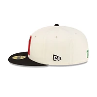 Mexico Chrome and Black 2Tone Red Outline Flag Side Patch Batterman Green UV New Era 59FIFTY Fitted Hat