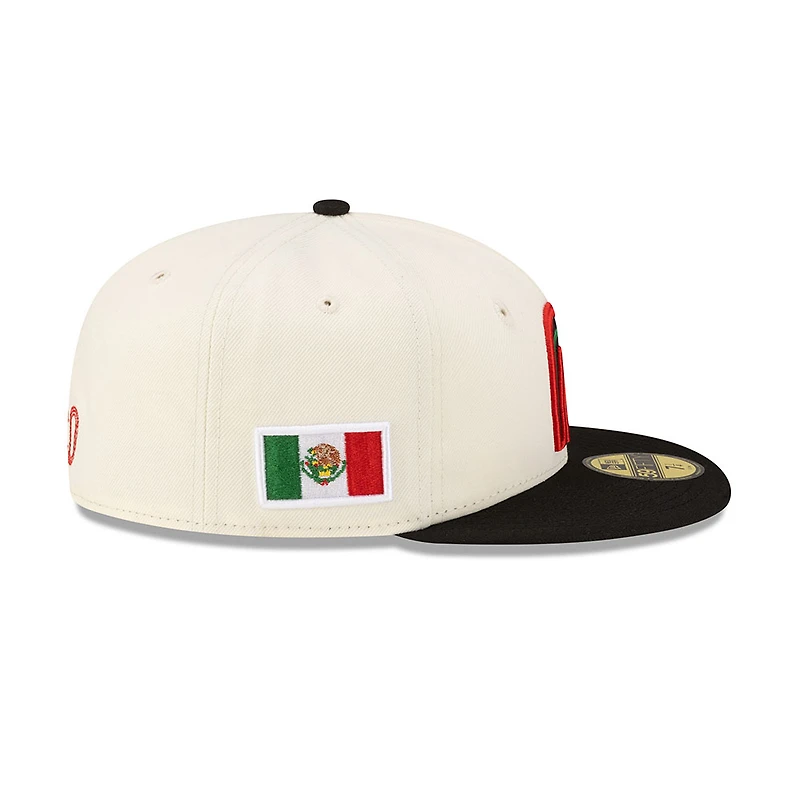 Mexico Chrome and Black 2Tone Red Outline Flag Side Patch Batterman Green UV New Era 59FIFTY Fitted Hat