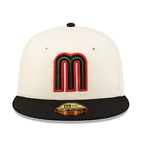 Mexico Chrome and Black 2Tone Red Outline Flag Side Patch Batterman Green UV New Era 59FIFTY Fitted Hat