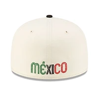 Mexico Chrome and Black 2Tone Red Outline Flag Side Patch Batterman Green UV New Era 59FIFTY Fitted Hat