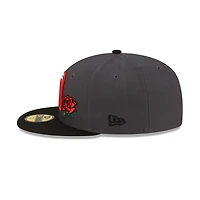Mexico Graphite and Black with Rose Flag Patch Batterman Gray UV New Era 59FIFTY Fitted Hat