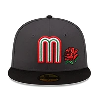 Mexico Graphite and Black with Rose Flag Patch Batterman Gray UV New Era 59FIFTY Fitted Hat