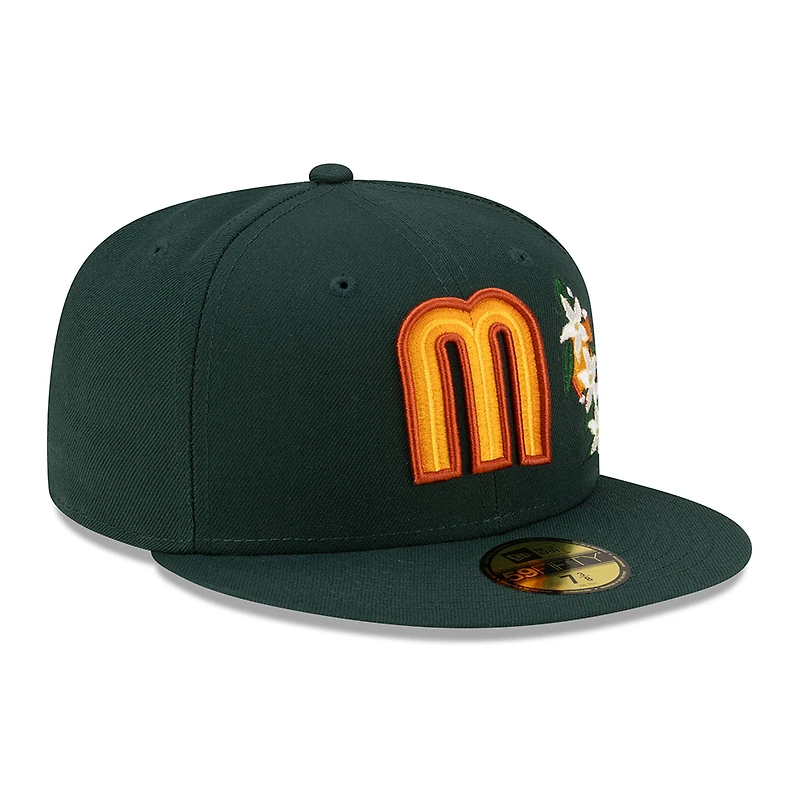 Mexico Dark Green with Flower M Logo Batterman Gray UV New Era 59FIFTY Fitted Hat