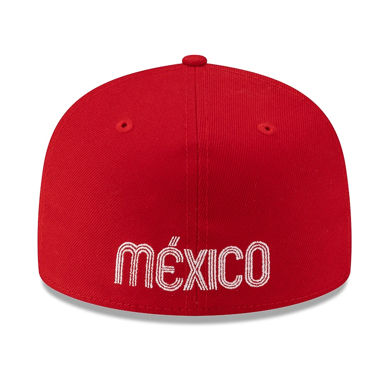 Mexico Red and White Logo Flag Side Patch Batterman Gray UV New Era 59FIFTY Fitted Hat