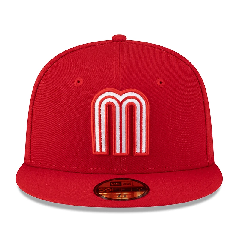 Mexico Red and White Logo Flag Side Patch Batterman Gray UV New Era 59FIFTY Fitted Hat
