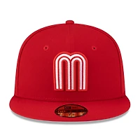 Mexico Red and White Logo Flag Side Patch Batterman Gray UV New Era 59FIFTY Fitted Hat