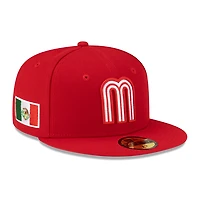 Mexico Red and White Logo Flag Side Patch Batterman Gray UV New Era 59FIFTY Fitted Hat