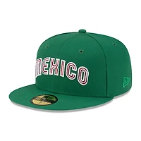 Mexico Green Wordmark Logo Flag Side Patch M Batterman Gray UV New Era 59FIFTY Fitted Hat