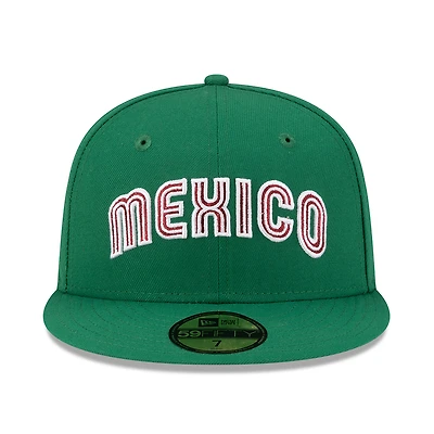 Mexico Green Wordmark Logo Flag Side Patch M Batterman Gray UV New Era 59FIFTY Fitted Hat
