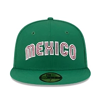 Mexico Green Wordmark Logo Flag Side Patch M Batterman Gray UV New Era 59FIFTY Fitted Hat