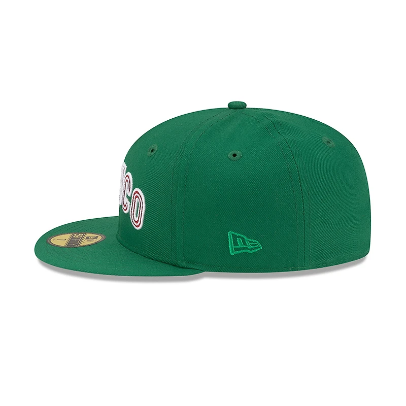 Mexico Green Wordmark Logo Flag Side Patch M Batterman Gray UV New Era 59FIFTY Fitted Hat