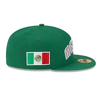 Mexico Green Wordmark Logo Flag Side Patch M Batterman Gray UV New Era 59FIFTY Fitted Hat