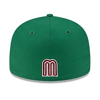 Mexico Green Wordmark Logo Flag Side Patch M Batterman Gray UV New Era 59FIFTY Fitted Hat
