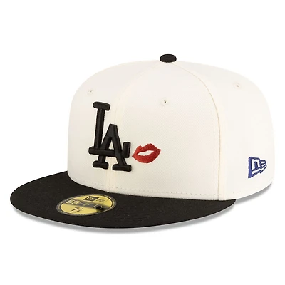Los Angeles Dodgers Chrome & Black 2Tone Red Lips Gray UV New Era 59FIFTY Fitted Hat