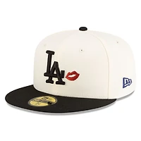 Los Angeles Dodgers Chrome & Black 2Tone Red Lips Gray UV New Era 59FIFTY Fitted Hat