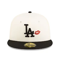 Los Angeles Dodgers Chrome & Black 2Tone Red Lips Gray UV New Era 59FIFTY Fitted Hat