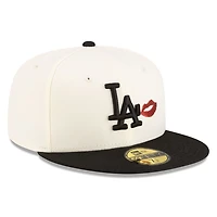 Los Angeles Dodgers Chrome & Black 2Tone Red Lips Gray UV New Era 59FIFTY Fitted Hat