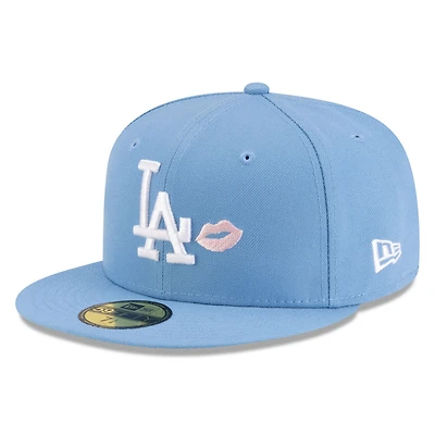 Los Angeles Dodgers Sky Blue with Pink Lips UV New Era 59FIFTY Fitted Hat