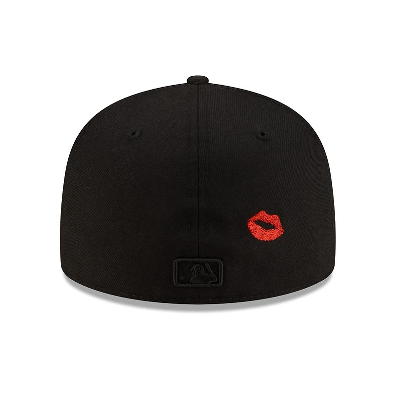 Los Angeles Dodgers All Black with Red Lips Gray UV New Era 59FIFTY Fitted Hat