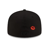 Los Angeles Dodgers All Black with Red Lips Gray UV New Era 59FIFTY Fitted Hat