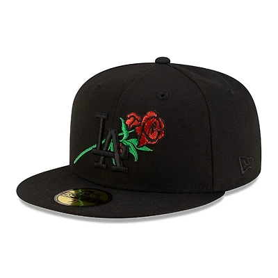 Los Angeles Dodgers All Black with Rose Gray UV New Era 59FIFTY Fitted Hat