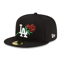 Los Angeles Dodgers Black and White with Rose Gray UV New Era 59FIFTY Fitted Hat