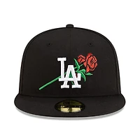 Los Angeles Dodgers Black and White with Rose Gray UV New Era 59FIFTY Fitted Hat