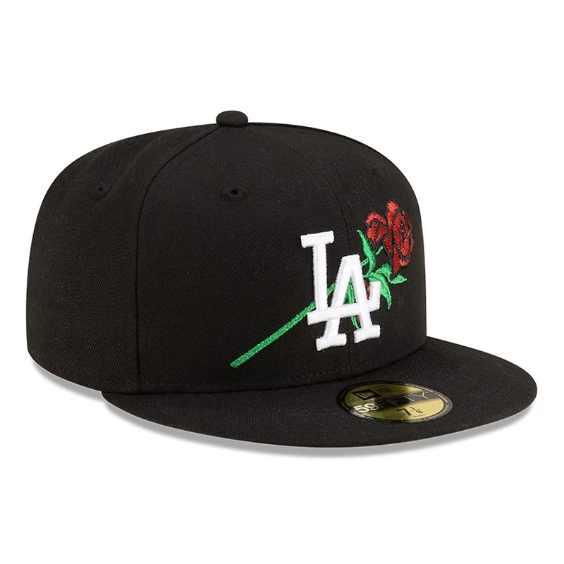 Los Angeles Dodgers Black and White with Rose Gray UV New Era 59FIFTY Fitted Hat