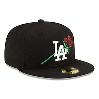 Los Angeles Dodgers Black and White with Rose Gray UV New Era 59FIFTY Fitted Hat