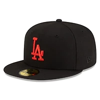 Los Angeles Dodgers Black with Red Logo Gray UV New Era 59FIFTY Fitted Hat