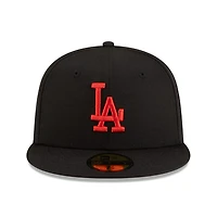 Los Angeles Dodgers Black with Red Logo Gray UV New Era 59FIFTY Fitted Hat