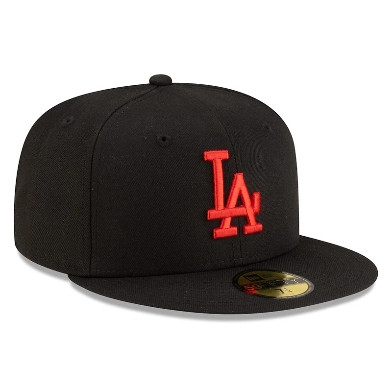 Los Angeles Dodgers Black with Red Logo Gray UV New Era 59FIFTY Fitted Hat