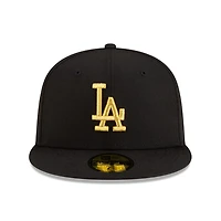 Los Angeles Dodgers Black with Gold Logo Gray UV New Era 59FIFTY Fitted Hat