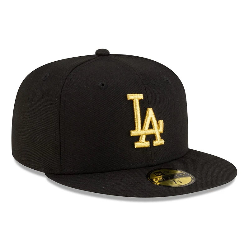 Los Angeles Dodgers Black with Gold Logo Gray UV New Era 59FIFTY Fitted Hat