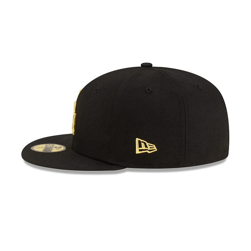 Los Angeles Dodgers Black with Gold Logo Gray UV New Era 59FIFTY Fitted Hat