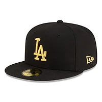 Los Angeles Dodgers Black with Gold Logo Gray UV New Era 59FIFTY Fitted Hat