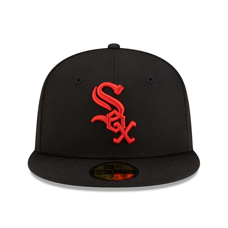 Chicago White Sox Black with Red Logo Gray UV New Era 59FIFTY Fitted Hat