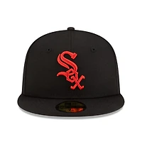 Chicago White Sox Black with Red Logo Gray UV New Era 59FIFTY Fitted Hat