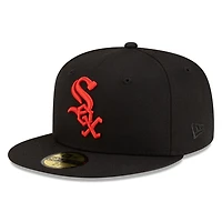 Chicago White Sox Black with Red Logo Gray UV New Era 59FIFTY Fitted Hat