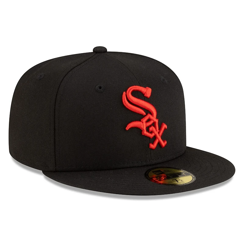 Chicago White Sox Black with Red Logo Gray UV New Era 59FIFTY Fitted Hat