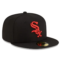 Chicago White Sox Black with Red Logo Gray UV New Era 59FIFTY Fitted Hat