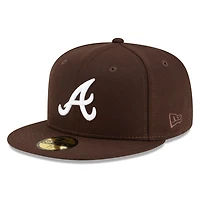 Atlanta Braves Burnt Wood Brown with White Logo Gray UV New Era 59FIFTY Fitted Hat