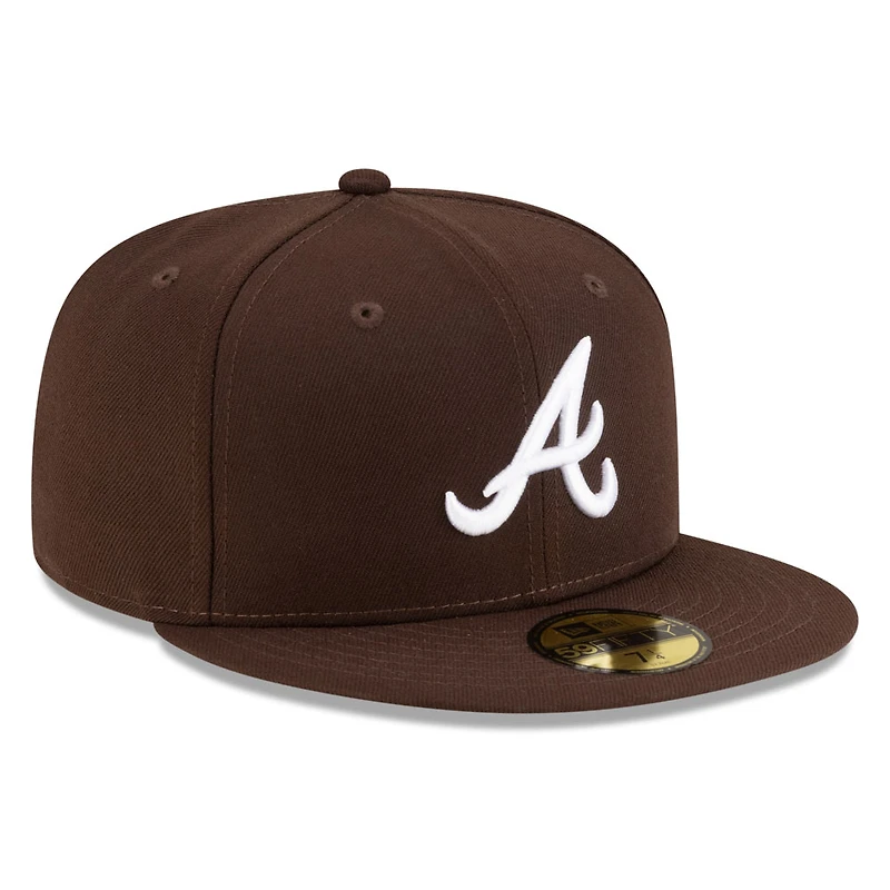 Atlanta Braves Burnt Wood Brown with White Logo Gray UV New Era 59FIFTY Fitted Hat