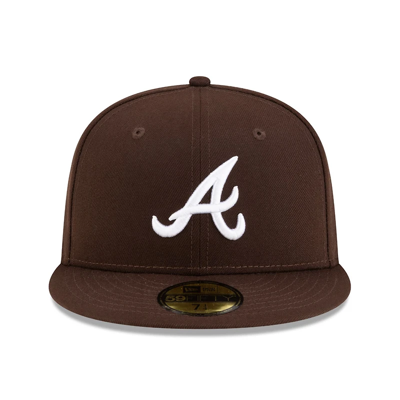 Atlanta Braves Burnt Wood Brown with White Logo Gray UV New Era 59FIFTY Fitted Hat