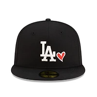 Los Angeles Dodgers Black with Red Heart Gray UV New Era 59FIFTY Fitted Hat