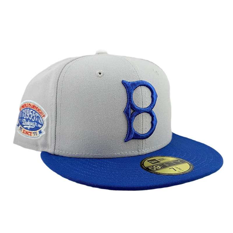 Brooklyn Dodgers Grey and Royal 2Tone 1955 World Series Patch Green UV New Era 59FIFTY Fitted Hat