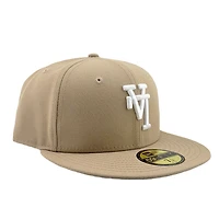 Los Angeles Dodgers Camel Brown Upside Down LA Gray UV New Era 59FIFTY Fitted Hat