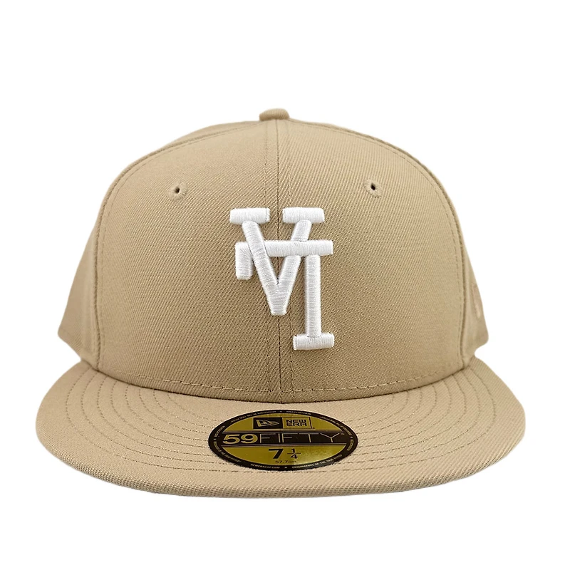 Los Angeles Dodgers Camel Brown Upside Down LA Gray UV New Era 59FIFTY Fitted Hat