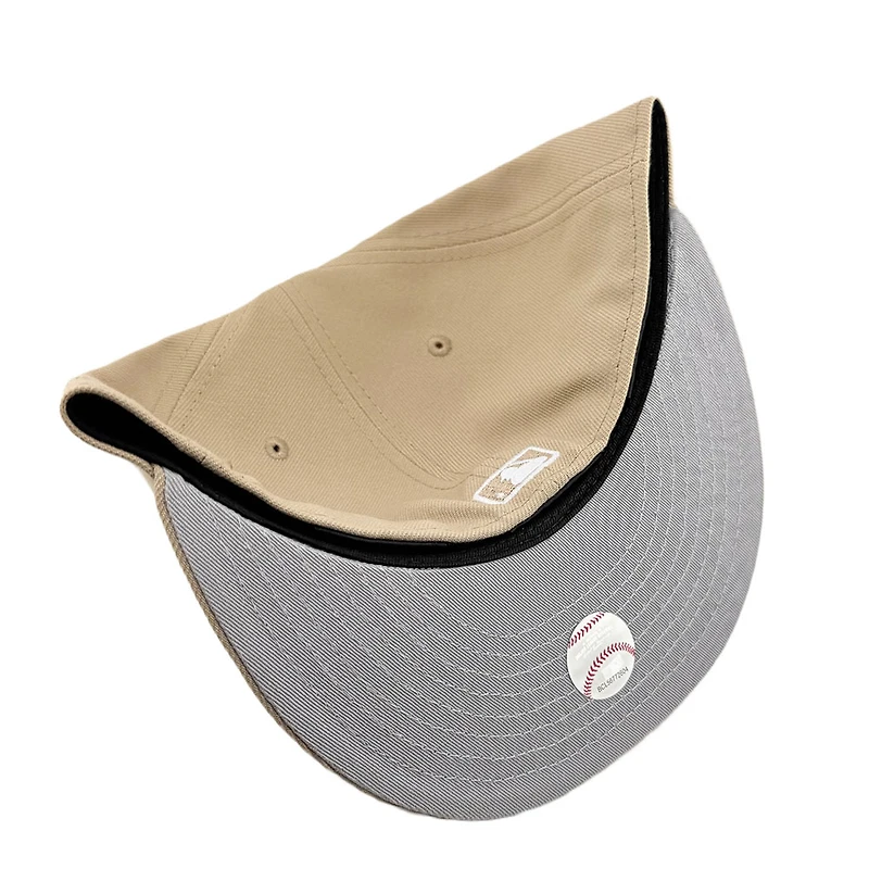 Los Angeles Dodgers Camel Brown Upside Down LA Gray UV New Era 59FIFTY Fitted Hat